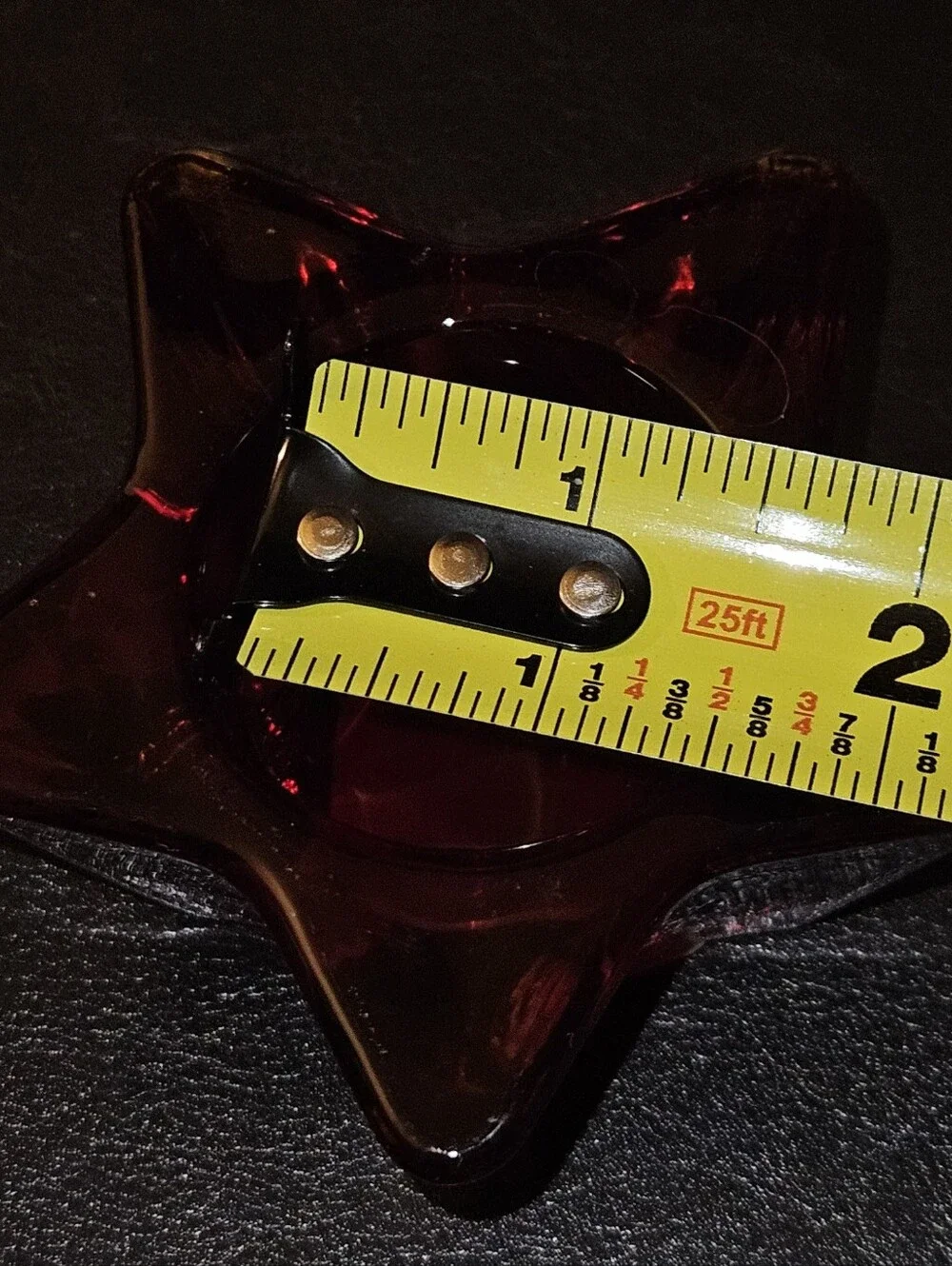 Libbey Red Amber Star Glass Tealight Holders - Pair